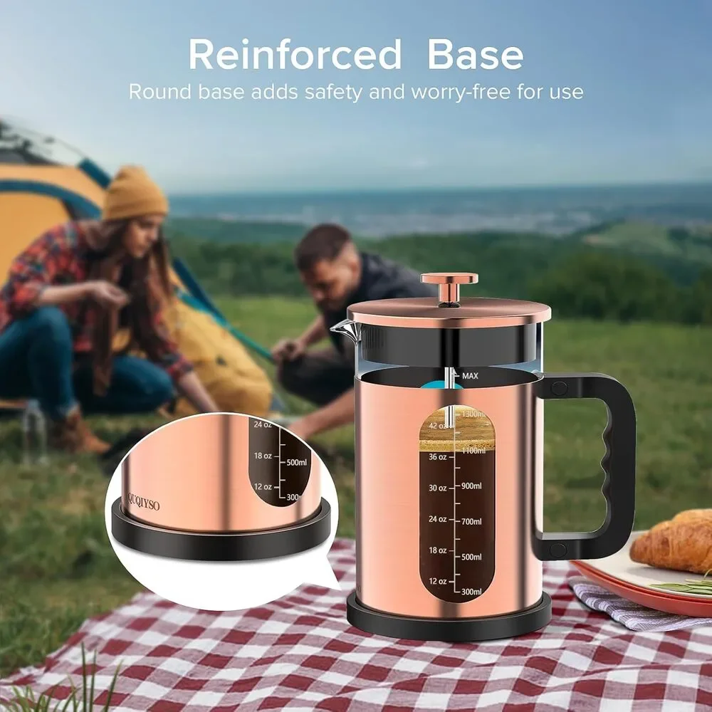BRAND NEW ~ Stainless Steel French Press Coffee Maker Borosilicate Glass Press